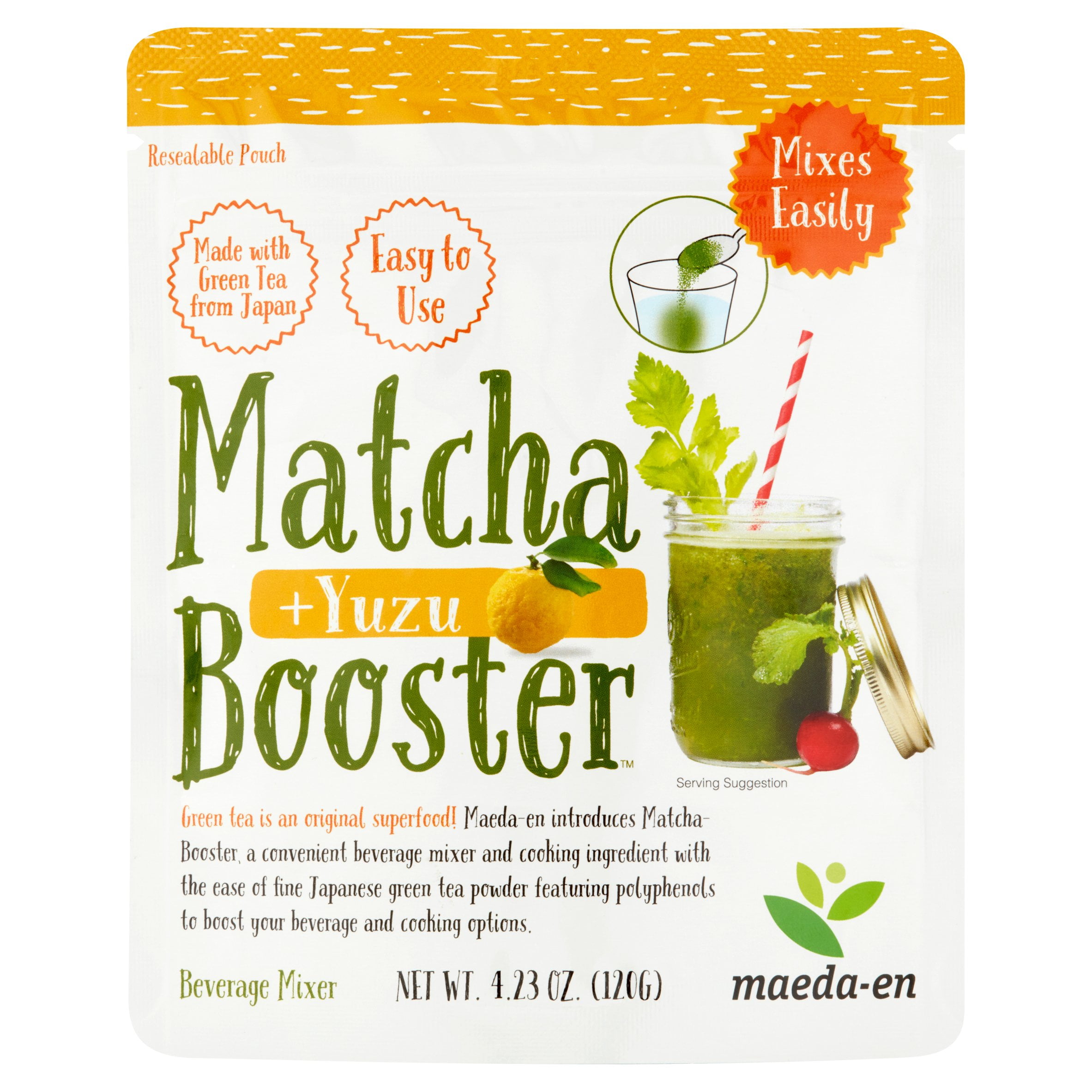 Maedaen Matcha Booster + Yuzu Beverage Mixer, 4.23 oz, 12 pack
