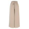thumbnail image 3 of GZWYHT Wide Leg Pants,Palazzo Pants,Women's Wide Leg Pants Flowy Ruffle Solid Color Drawstring Waist Pants,Flowy Pants,High Waisted Pants,Sweatpants Women,Beige,L, 3 of 4