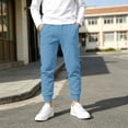 thumbnail image 5 of Jogging Pants for Kids Boys Elastic Waist Sweatpants Fall Winter Sports Casual Stretchy Trousers with Pockets (11-12 Years, Sky Blue), 5 of 8