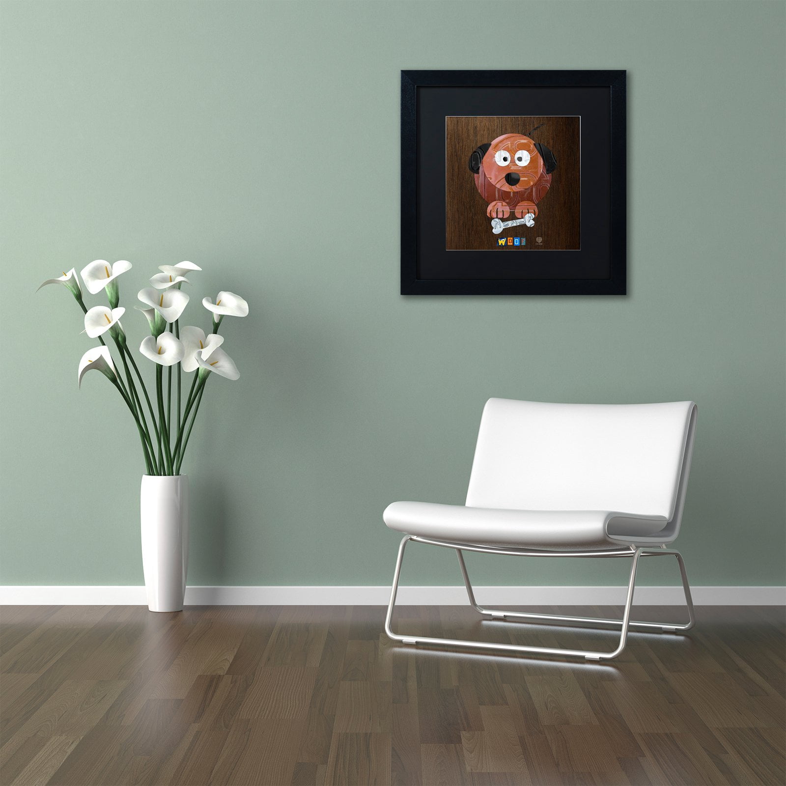 Trademark Fine Art 'Woof The Dog' Canvas Art by Design Turnpike, White Matte, Black Frame