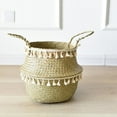 thumbnail image 1 of Natural Belly Basket With Tassels Decor Handmade Straw Container Planter With Handle For Home Sundries, 1 of 2