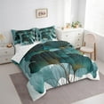 thumbnail image 3 of Erosebridal Green Ginkgo Leaf Bedding Twin Size,Modern Abstract Art Bed Set, Watercolor Minimalism Bedding Sets Twin Size,Microfiber Bedroom Decor,7pcs, 3 of 6