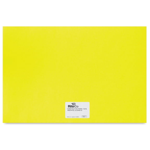 RiteCo Construction Paper - Yellow, 12" x 18", 50 Sheets