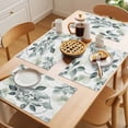 thumbnail image 5 of Spring Botanical Placemats Set of 12 Eucalyptus Leaves Teal Floral Summer Place Mats Indoor Wipeable Table Mats Washable Cloth Dining Table Placemats for Kitchen Holiday Party Home Decor 13x19 Inch, 5 of 9