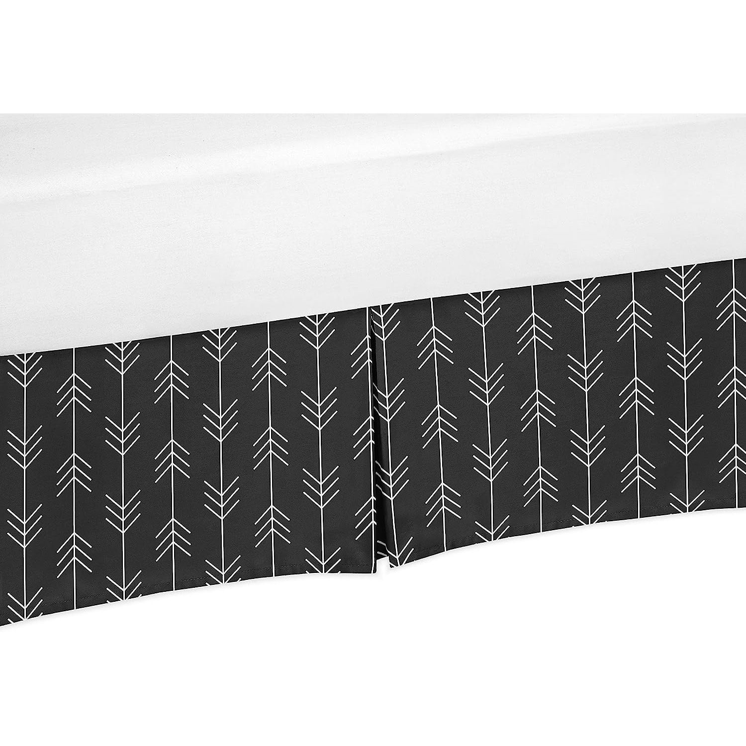 Black and White Woodland Arrow Pleated Queen Bed Skirt Dust Ruffle for