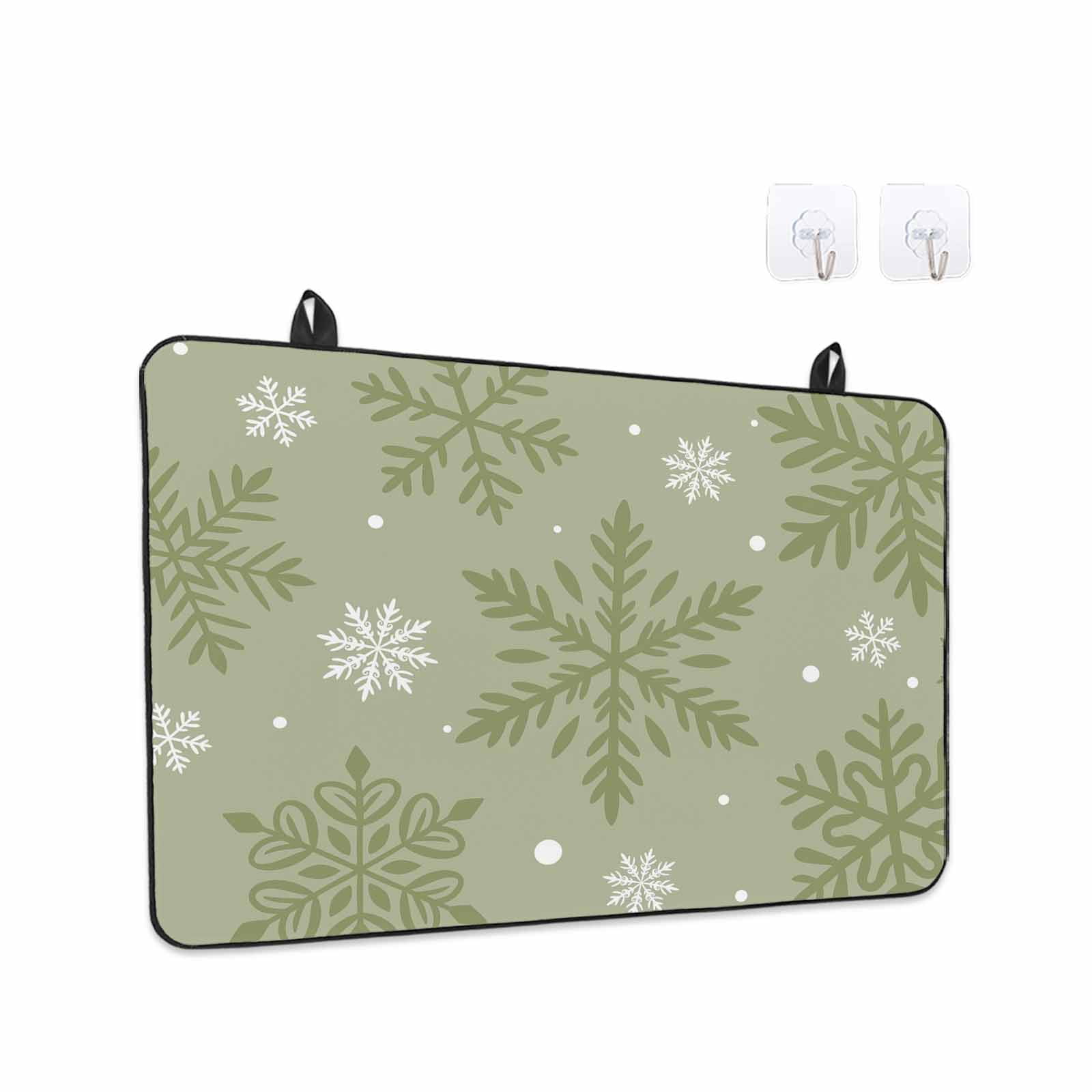 Sage Green Christmas Stove Top Cover for Electric Stove, Heat-proof & Non Slip Glass Top Stove Cover Protector, Winter Xmas Snowflakes Textured Kitchen Flat Cooktop Rubber Mat 24x21 Inches