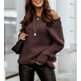 thumbnail image 2 of Women Casual Long Sleeve Fall Sweaters Crew Neck Solid Color Soft Ribbed Knitted Oversized Pullover Loose Fit Jumper, 2 of 3