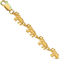 14K Solid Yellow Gold Elephant Chain Charm Bracelet