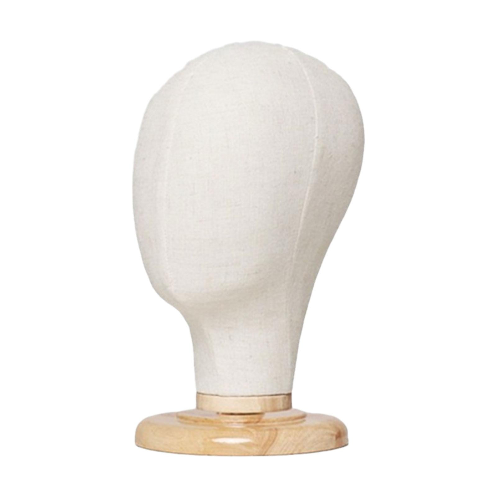 FITYLE Wigs Hat Display Stand, DIY Wigs Stand Portable Hat Rack Model Head Hats Caps Display Mannequin Head Model for Styling Salon 31cm Wood Base