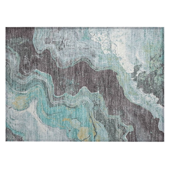 Dalyn Rugs Machine Washable Indoor/Outdoor Chantille Teal 1'8" x 2'6" Rug