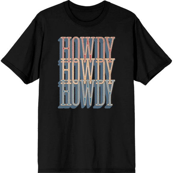 Western Howdy Adult Short Sleeve Tee-Large-Black