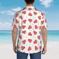 thumbnail image 4 of Balery Hand Drawn Strawberry Camisas hawaianas de manga corta para hombre, camisas playeras de corte holgado, camisas de vacaciones con botones,XX-Large, 4 of 7