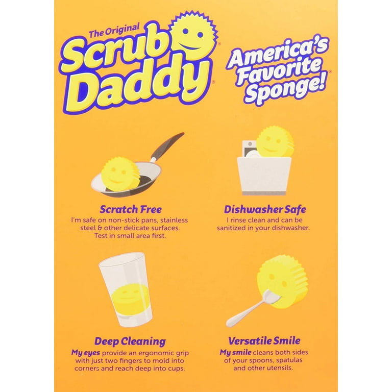  Scrub Daddy Sponge Daddy - Scratch-Free Multipurpose Dish Sponge  - BPA Free & Made with Polymer Foam - Stain & Odor Resistant Kitchen Sponge  (4 Count) : Industrial & Scientific
