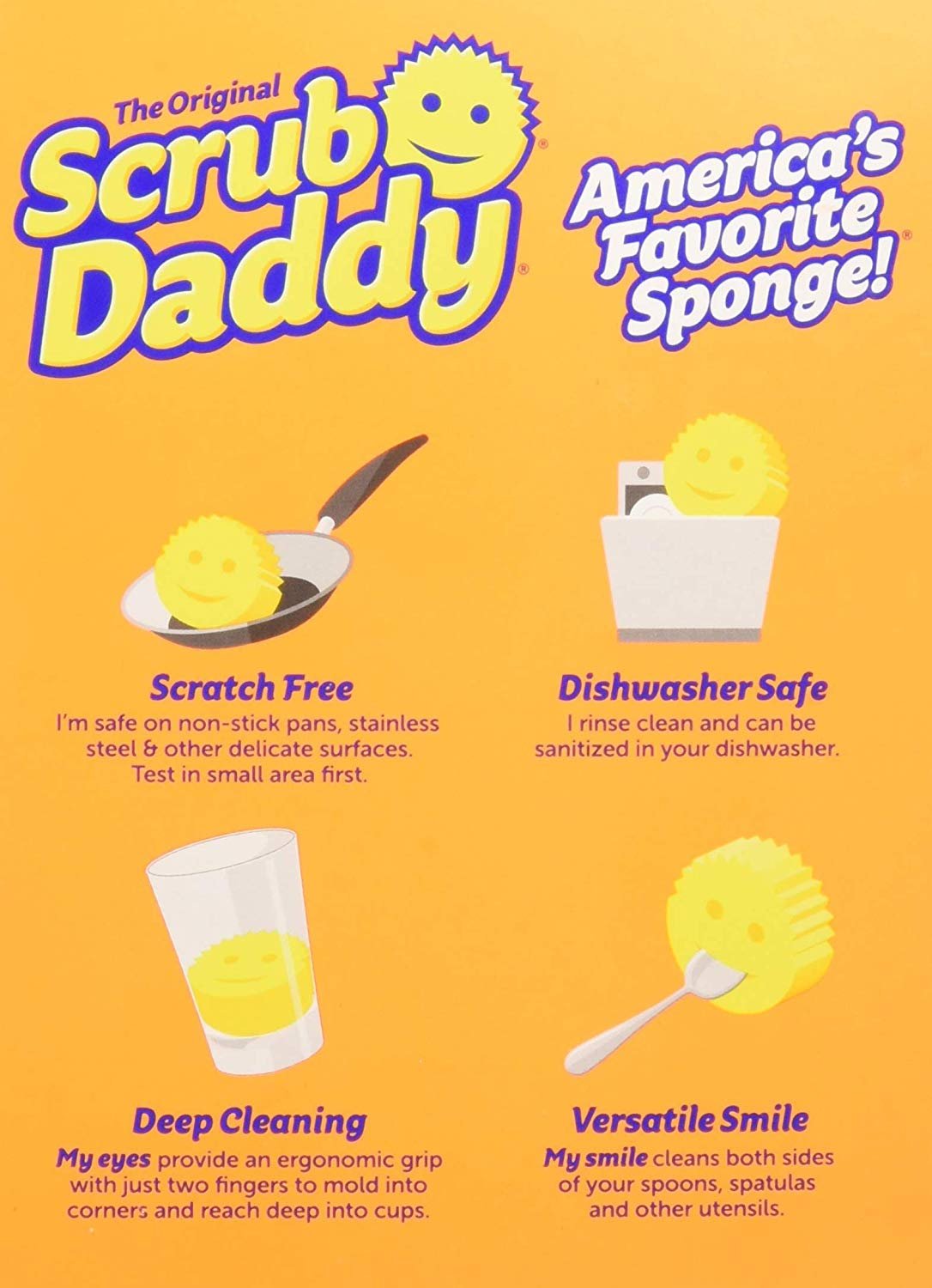 Scrub Daddy Scratch-Free Dish Sponge,  Yellow, 1 Count - image 2 of 5