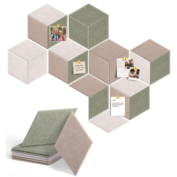 24 Pack Rhombus Felt Bulletin Board Tiles, Sage Green | Cork Board Alternative for Walls Decor with 72 Adhesive Tabs, Felt Pin Board for Classroom Home Office Vision Board