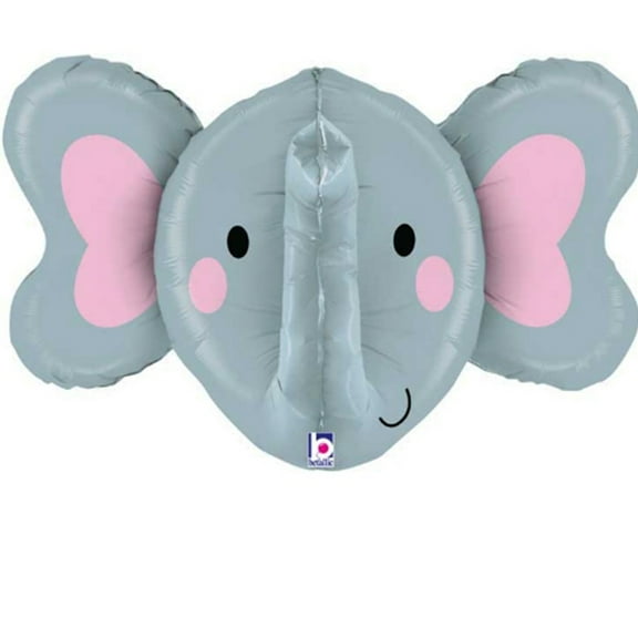 Elephant Head Shape Toy Foil Balloon, Grey, 34"
