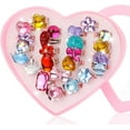 thumbnail image 1 of ZECAT 24 pcs Girls Crystal Adjustable Rings, Princess Jewelry Finger Rings with Heart Shape Box, Girl Pretend Play and Dress up Rings for Children Kids Little Girls - Random, 1 of 7
