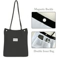 thumbnail image 3 of Wrapables Corduroy Tote Bag, Casual Everyday Shoulder Handbag, 2pc Black/Cream, 3 of 6