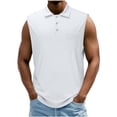thumbnail image 6 of LIBRCLO Sleeveless Polo Shirts for Men, Classic Solid Color Tank Tops Work Casual Golf Summer Tank Tops White S, 6 of 7