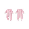 thumbnail image 3 of Cjfdfy Newborn Baby Girl Footed Fall Clothes She's Here Embroidery Footed Romper Long Sleeve Fall Bow Ruffle Jumpsuit Infant Cute Coming Home Fall Winter Outfit, 3 of 8