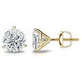 thumbnail image 2 of 14k Yellow Gold Round Lab Grown Diamond Stud Earrings (1/4 cttw, E-F, SI1-SI2) 3-Prong Martini, Screw-backs by Diamond Wish, 2 of 3