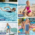thumbnail image 6 of Girls One-Piece Crisscross Back Swimwear Sleeveless Swimsuit Ruched Color Block Bathing Suit Size 9-10Y, 6 of 9