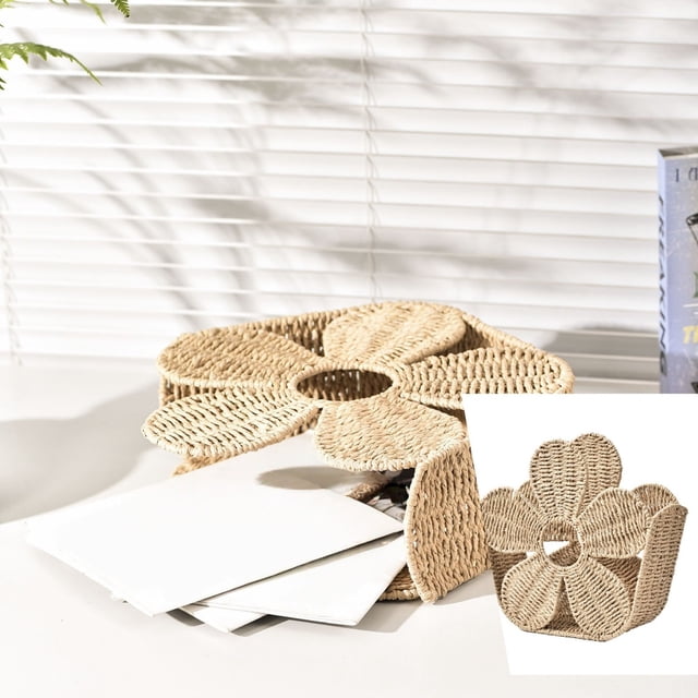 Klon Handmade Woven Desktop Magazine Storage Paper Rope Woven Book Storage Home Storage Ornament European Minimalist Style Decorative Storage