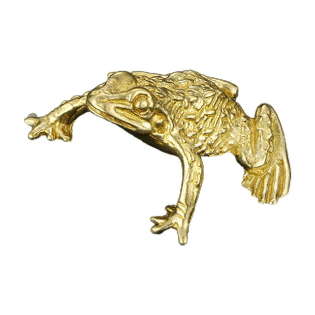 Figura de latón, adorno tradicional para mascota de té, rana de la riqueza, rana Feng Shui 3 cm x 15 cm