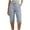 15# Blue, variant on Cargo Shorts Women Knee Length Breathable Linen Bermuda Shorts with Pockets Elastic Waist Linen Capris Pedal Pushers Wine XL