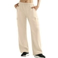 thumbnail image 2 of Womens Cargo Sweatpants Fleece Wide Leg Sweat Pants High Waisted Baggy Athletic Joggers Pants with Pockets 04-Khaki XL, 2 of 5
