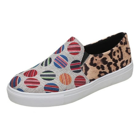 

Women‘s Printed Round Toe Flat Loafers Casual Comfortable Slip On Canvas Shoes Outdoor Walking Sneakers