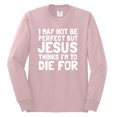 thumbnail image 2 of I May Not Be Perfect But Jesus Thinks I'm To Die For | Mens Inspirational/Christian Long Sleeve T-Shirt, Light Pink, 2XL, 2 of 3