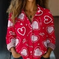 thumbnail image 2 of Chuancc Women's Tops, Tees & Blouses Winter Clothing Winter Clothing for Women Dressy Tops for Women Women Fall Clothes Long Sleeve Collared Shirt Basic Tees Womens Tops Trendy Love Shirt Red 4XL, 2 of 7