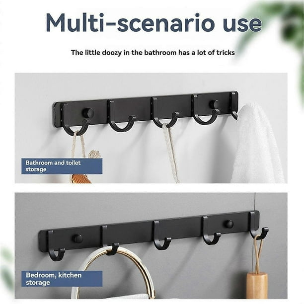 2pcs 6 Hook Kitchen Punch-Free Hook Nordic Black Space Aluminium Single Hook Simple Coat Hook Wall Hook. 6 Hooks