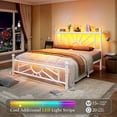 thumbnail image 4 of EnHomee Twin Size Metal Bed Frame with Vintage Headboard & Footboard Metal Platform Bed Frame Twin with LED Lights & Storage, Noise Free, White, 4 of 6