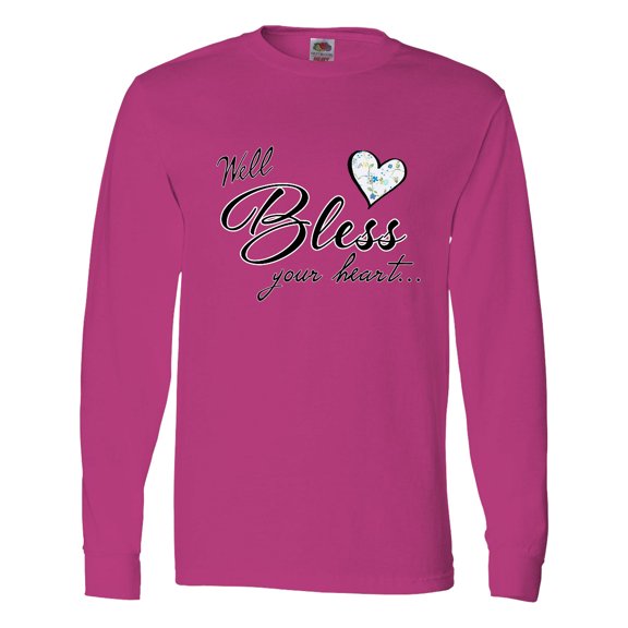 Inktastic Well Bless Your Heart with Calico Print Long Sleeve T-Shirt