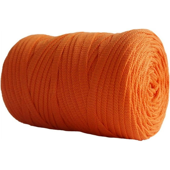 Zhuge 250g 8.1oz Soild Color Fancy Yarns DIY Bag Handbag Carpet Cushion Cotton Cloth T-Shirt Yarn Knitting Crochet Yarn Pet Cave Basket Crochet Bag Fabric Yarn, Orange
