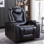 Bonzy Home Double Power Sofa Recliner, Home Theater Seating Living Room Chair, PU Leather Electric Seats - Black