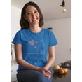 thumbnail image 2 of Cat In Love Sketch Hearts Around Medium Front Graphic Women Royal Blue T-Shirt, Female Medium, 2 of 4