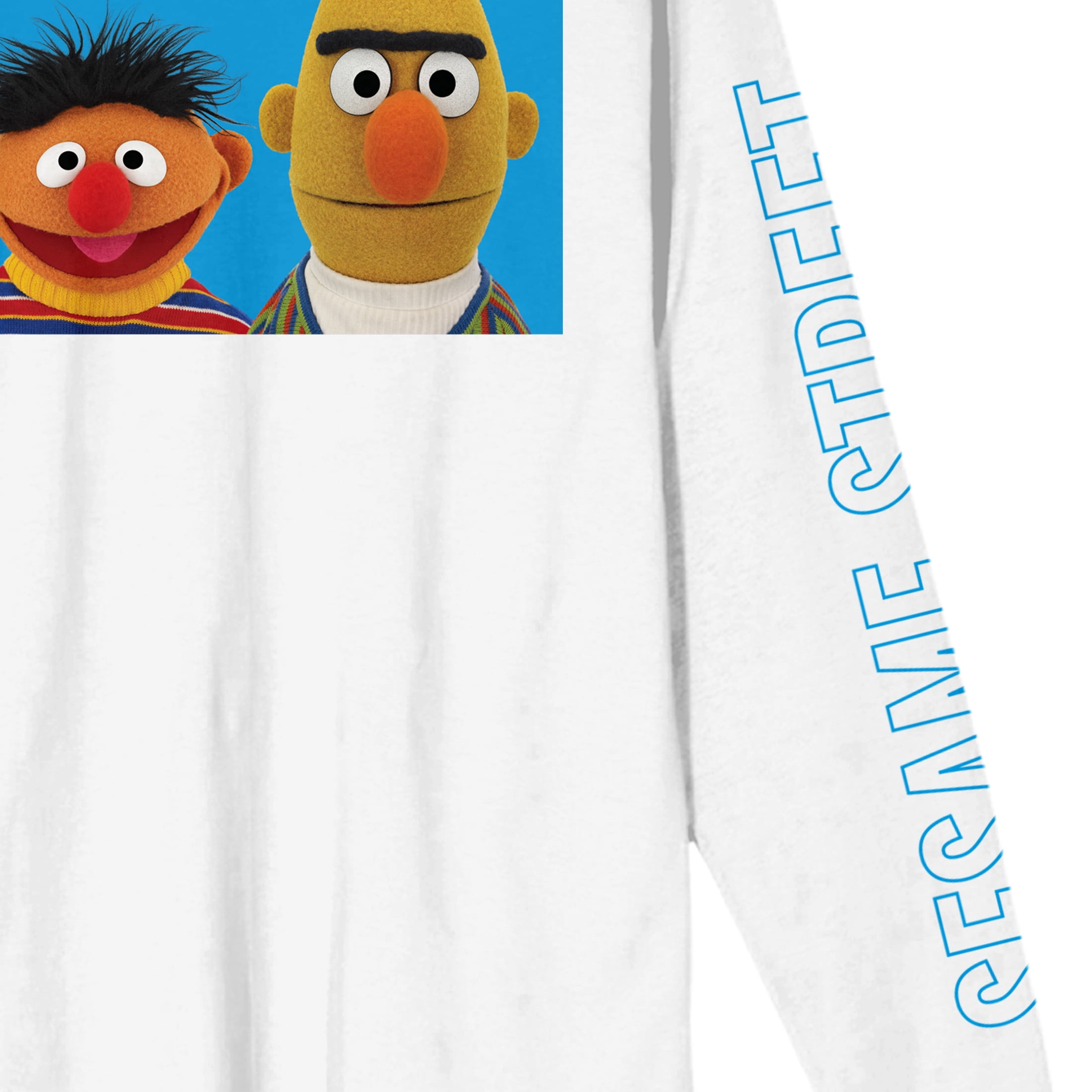 Sesame Street Bert & Ernie Adult Long Sleeve Tee - Officially Licensed Cotton Blend Graphic Shirt