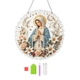 thumbnail image 2 of DIY Mary Praying Diamond Painting Suncatcher Hanging Ornament Kit, Pearl Round Acrylic Sun Catcher, Diamond Art Decor for Christian Religious Christmas Home Display 20X20cm, 2 of 5