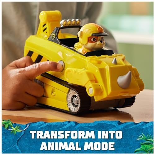 PAW Patrol Jungle Pups, Rubble Rhino Vehicle Truck & Collectible Action Figure