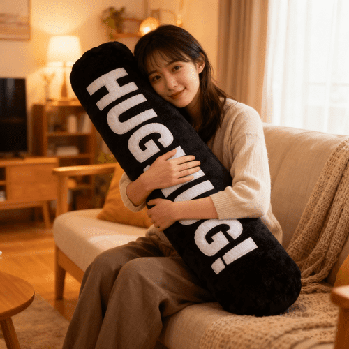 Colourtree Black Round Body Pillows for Adults 37.4" Cylinder Pillows, Skin-Friendly Cover Detachable Bolster Pillows for Sleeping