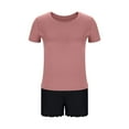thumbnail image 3 of Jalioing Women's Pajama Set Comfy Loose Short Set Casual Solid Color Short Sleeve Tops Shorts 2 Piece Lounge Outfits, 3 of 6