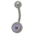 thumbnail image 1 of Purple Eye Belly Button Ring Navel Barbell Jewelry 14G, 1 of 1