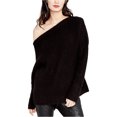 thumbnail image 1 of Rachel Roy Womens One Shoulder Knit Sweater, Black, Small, 1 of 1
