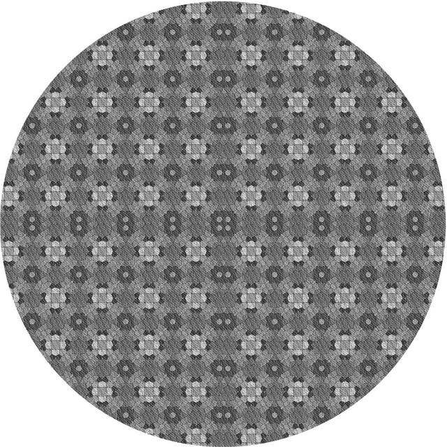 Ahgly Company Tapis d'Intérieur Rond Lavable en Machine Gris Transitionnel, 4 Pieds Rond