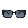 thumbnail image 2 of Womens Contemporary Mod Design Metal Rim Rectangle Cat Eye Sunglasses All Black, 2 of 4