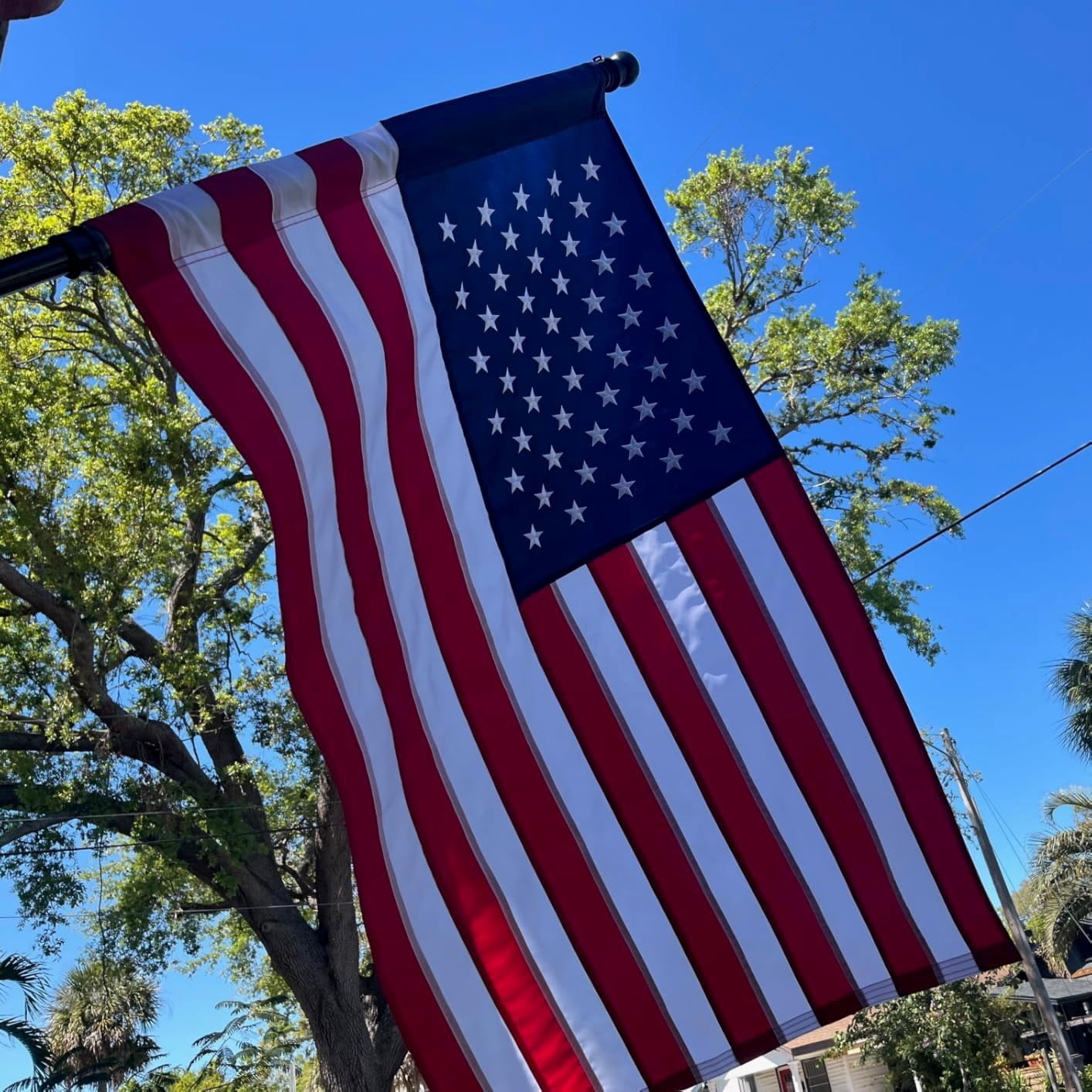 Lanola American Flag For Outside 3x5 Ft Pole Sleeve Banner Style-Embroidered Stars,Sewn Stripes,Water Resistant,Heavy Duty Durable New Nylon USA US Outdoor Indoor Flags (Pole NOT Included)