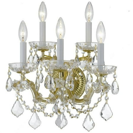 

Barclay Avenue Five Light Wall Sconce in Classic Style 13.5 inches Wide By 16 inches High-Gold Finish-Hand Cut Crystal Type Bailey Street Home